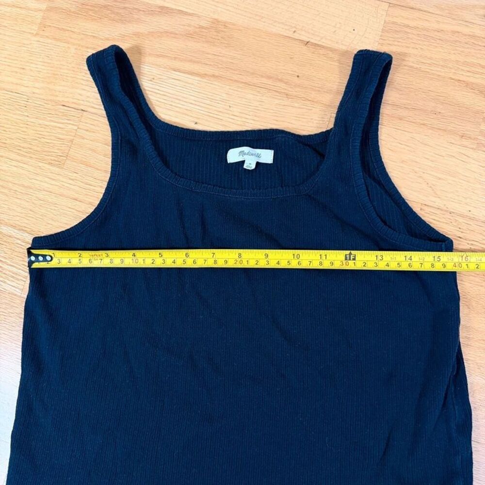 Madewell Ribbed Square-Neck Tank Top Black M Cotton - Picture 8 of 9